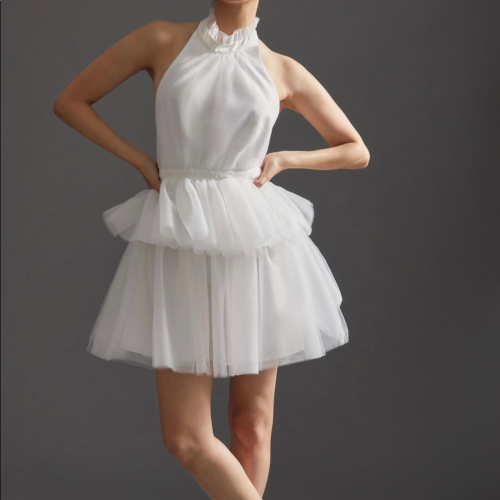 Hutch Tulle Halter Mini Dress